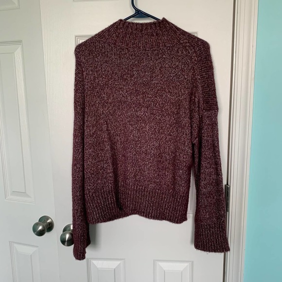 1. State Mock Neck Pullover Wool Blend Knit Sweater Burgundy XS - Picture 7 of 7